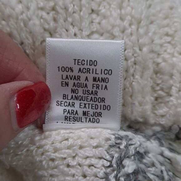 Storia Loose Knit Sweater Gray White Striped Small - Picture 10 of 10